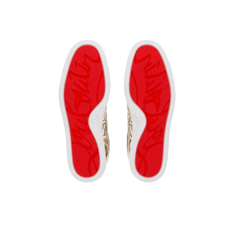 CL LUBOTING Lou Pik Pik Strass Low-Top Skateboard Shoes Men's Gold-4