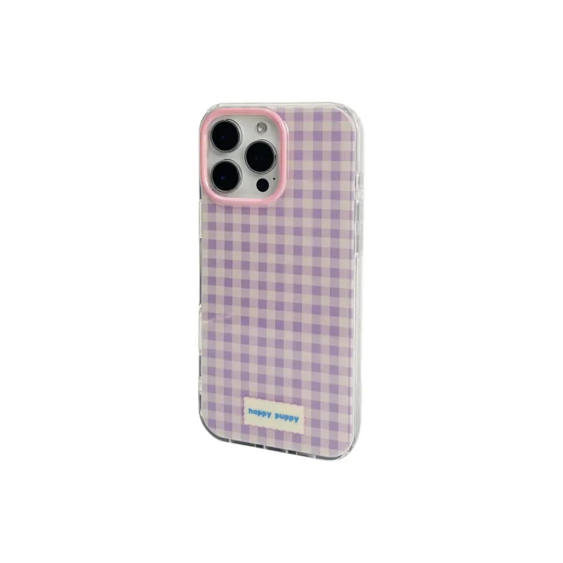 Sopi Acrylic Material Purple Plaid Bracelet Phone Cases Compatible With IPhone 16/15 Pro Max/Apple 13/14 Pro/Max-5