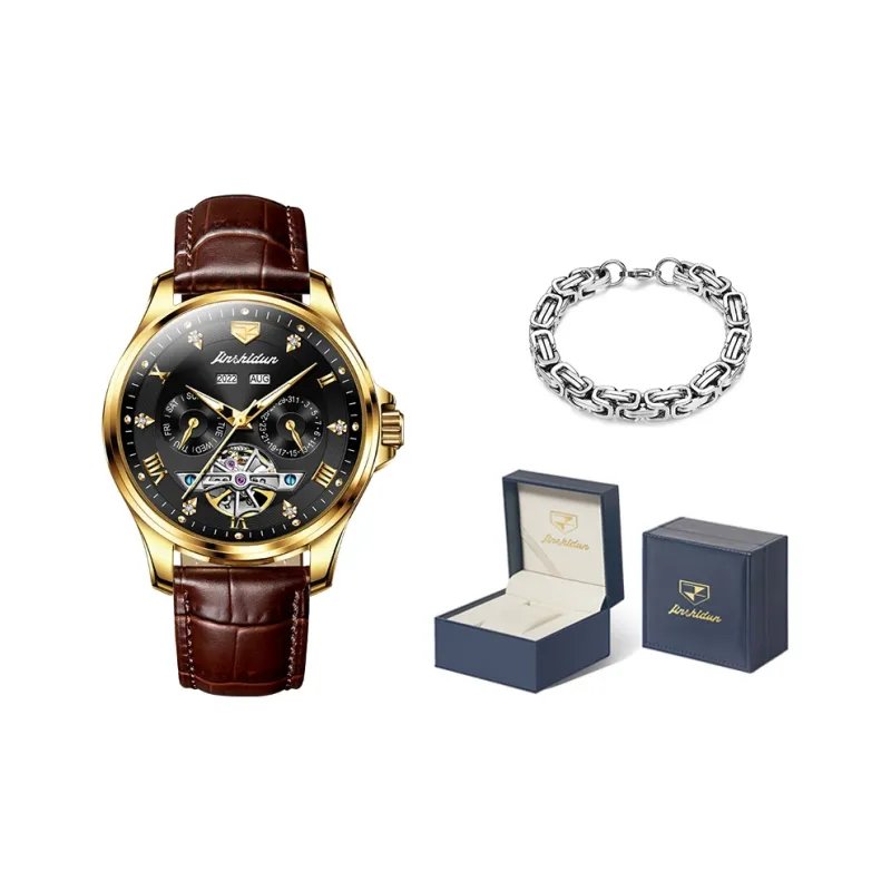 Jin Shi Dun Artisan Collection Fashion Business Men's Watch Box Automatic Mechanical Movement Men's Watches Black Dial-10