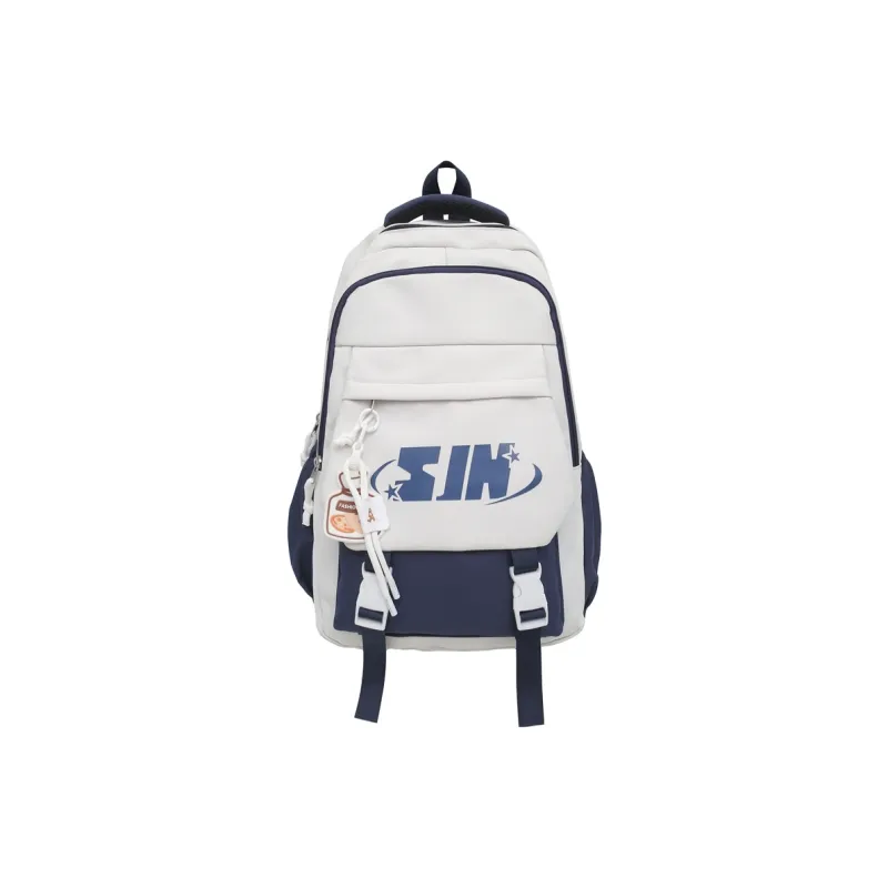 Travel Nylon Backpack Unisex Pure Black/White & Black/Khaki/Blue/Red-18