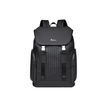 Mulinsen PVC Backpack Laptop Bag Regular Unisex Woven Plaid Black/Square Plaid Black