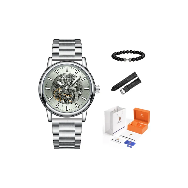 MESDUN Luxury Trendy Collection Automatic Mechanical Movement Metal Strap Watch Men's Watches Black Dial-16