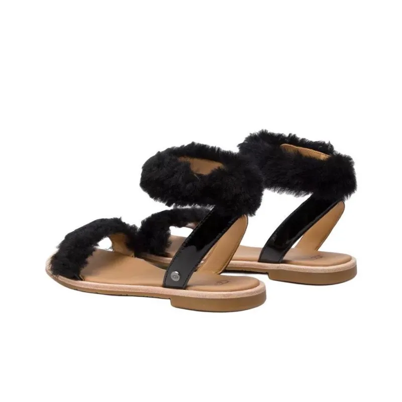 UGG FLUFF SPRINGS One Strap Sandals Women's Black-3