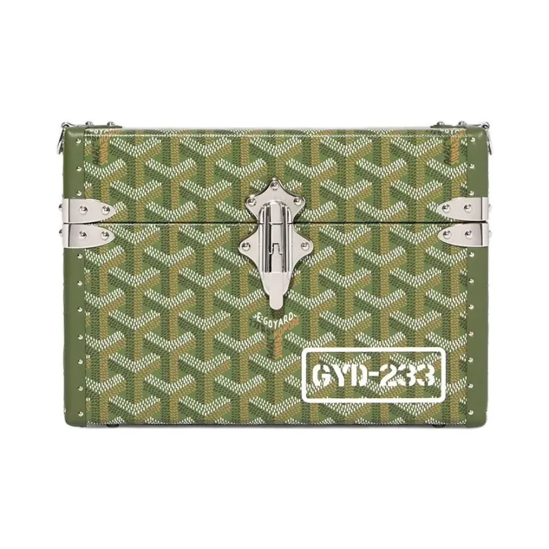 GOYARD Cassette Canvas With Calfskin Hard Case Bag Portable Crossbody Bag Shoulder Bag Regular Women's Khaki-0