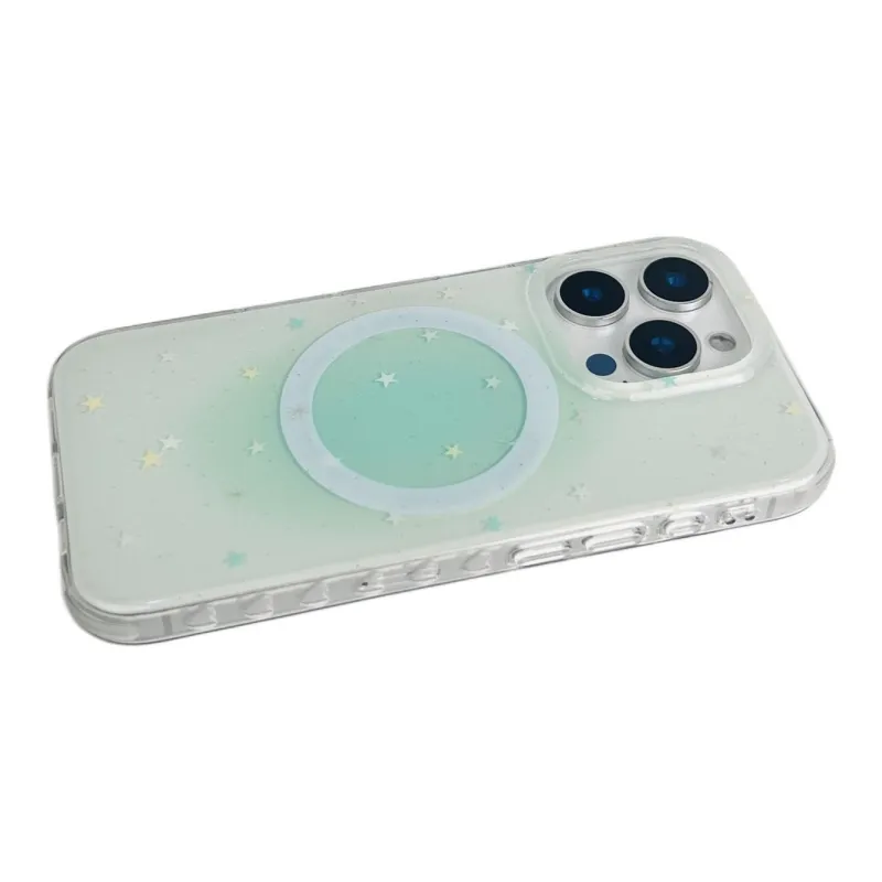 Sopi Acrylic Material Blended Green Screen Stars Phone Cases Compatible With IPhone 16/15 Pro Max/Apple 13/14 Pro/Max-7