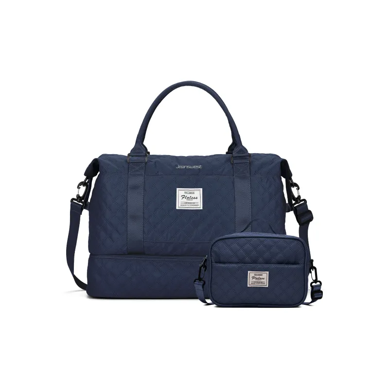 JEANSWEST Fabric Handbag Crossbody Bag Travel Bag Unisex Green/Ecru/Marine Blue-8