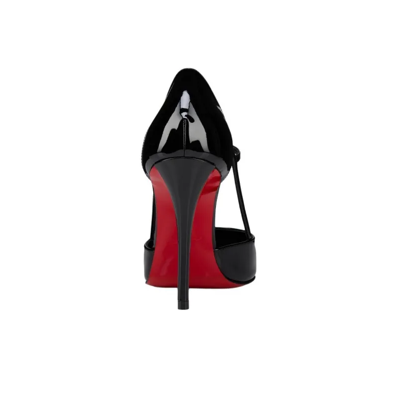 Christian Louboutin Miss Z Strap 100mm Pump Black Patent Calf Leather Women's-3