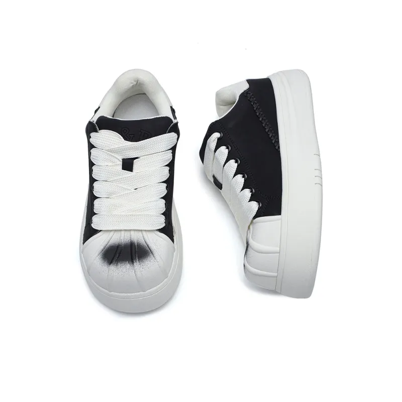 ESTEE GEEA Low-Top Skateboard Shoes Unisex White Black-2