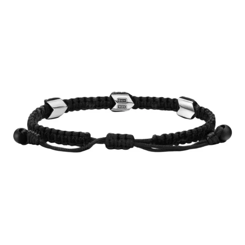 David Yurman Sterling Silver Woven Onyx Bracelet-1