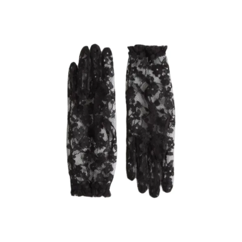 Valentino Cotton Gloves Women's Black-1