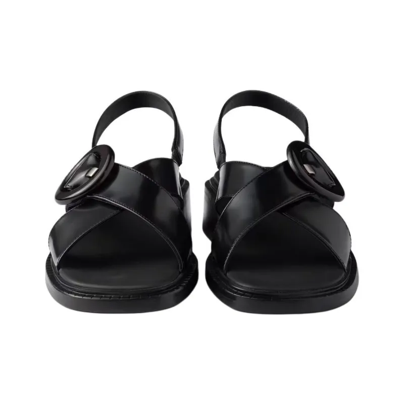 PRADA Brushed One Strap Sandals Women's Black-3