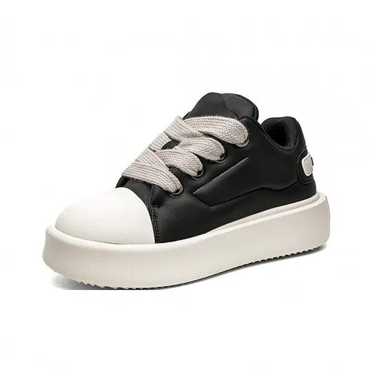 ESTEE GEEA Coverage Anti-Slip And Wear-Resistant Lightweight Height Increasing Low-Top Skateboard Shoes Unisex Black-1