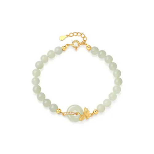 HAPPY BEAN Hetian Jade Bracelets Pale Greenish White Jade Women's