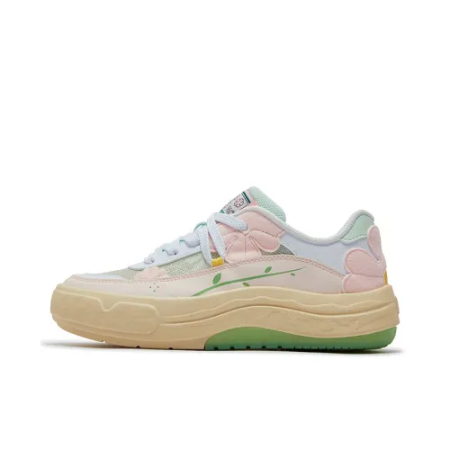 361° Garden Anti Slip And Wear Resistant Breathable Low Top Skateboard Shoes Women's Heart Pink