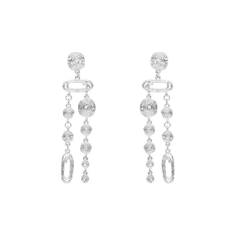 Anxious Alloy Silver Stud Earrings Women's-0
