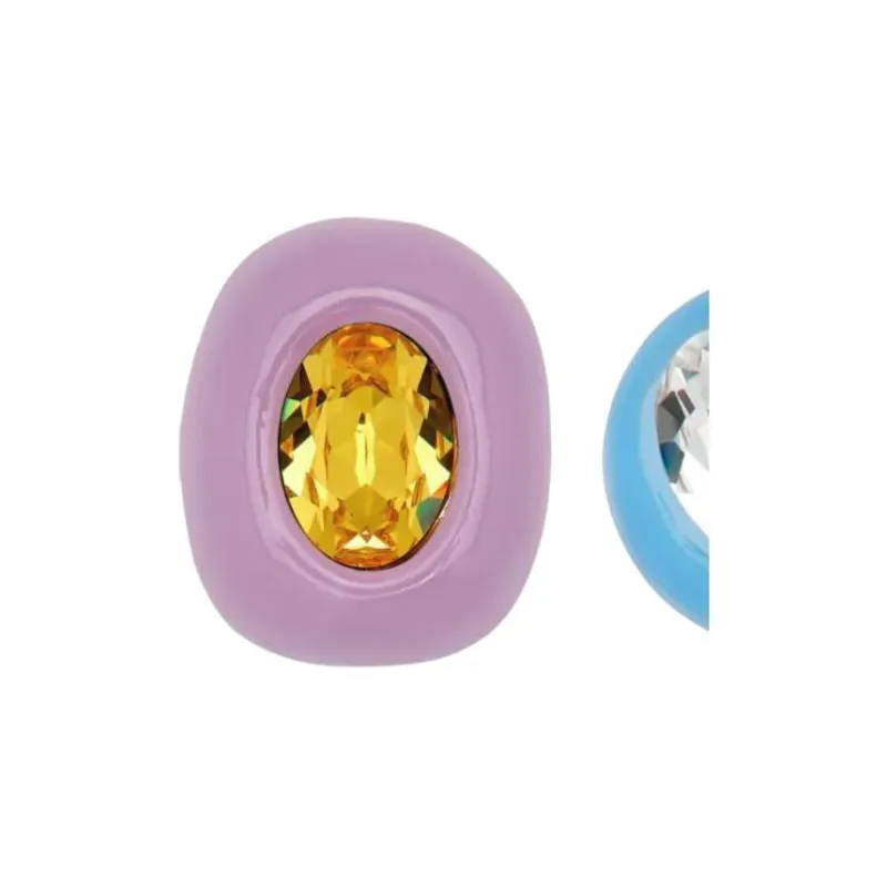 Oscar De La Renta Asymmetric Enamel Clip on Earrings-2
