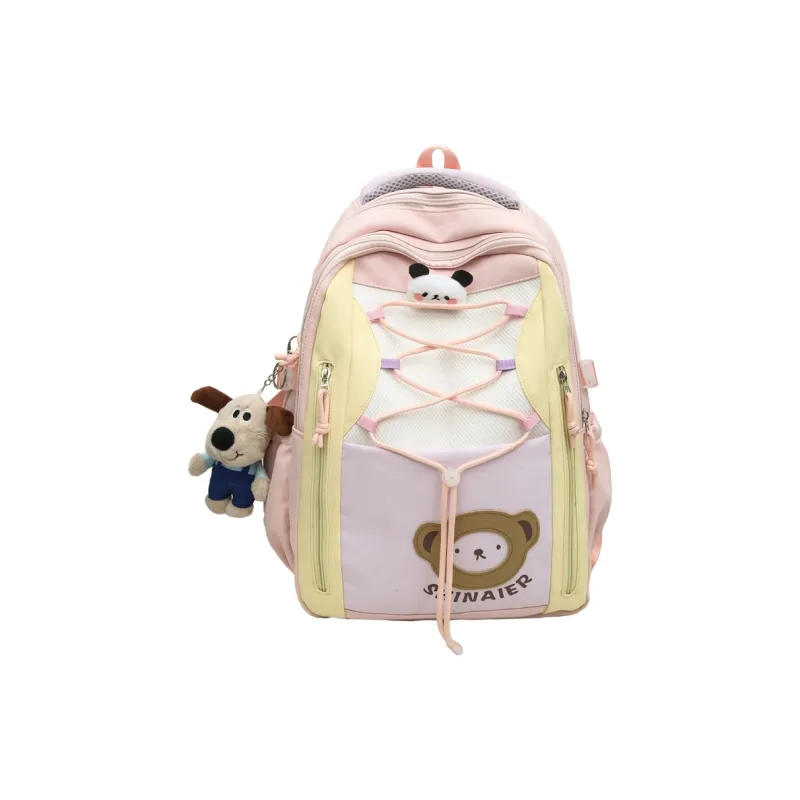 GOBLIN SHARKS 1759 Nylon Backpack Regular Unisex Khaki/White/Pink/Blue-14