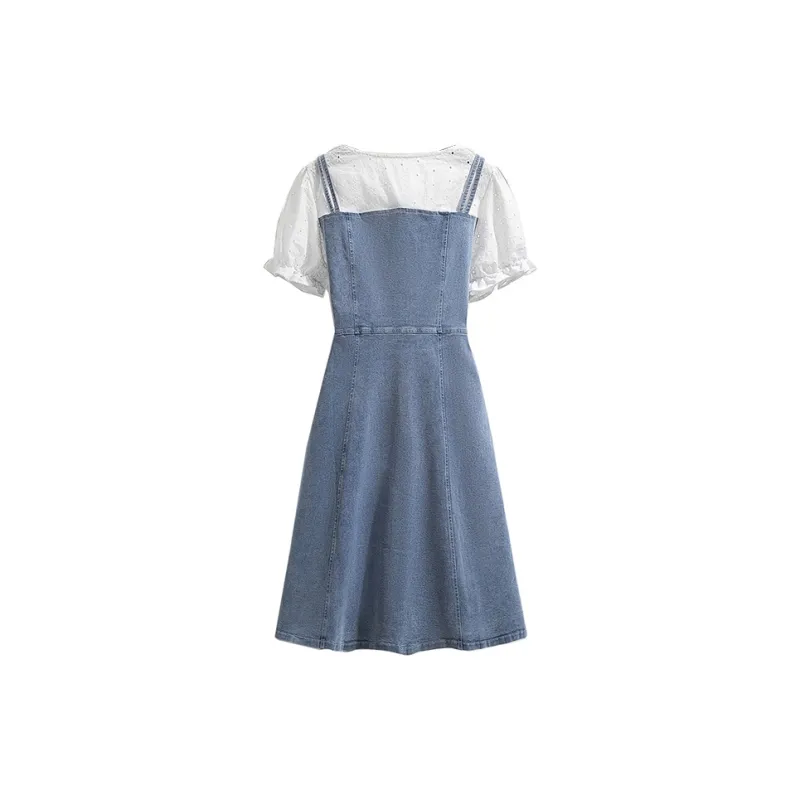 HUINIAN Short-Sleeved Dresses Women's Light Blue-1