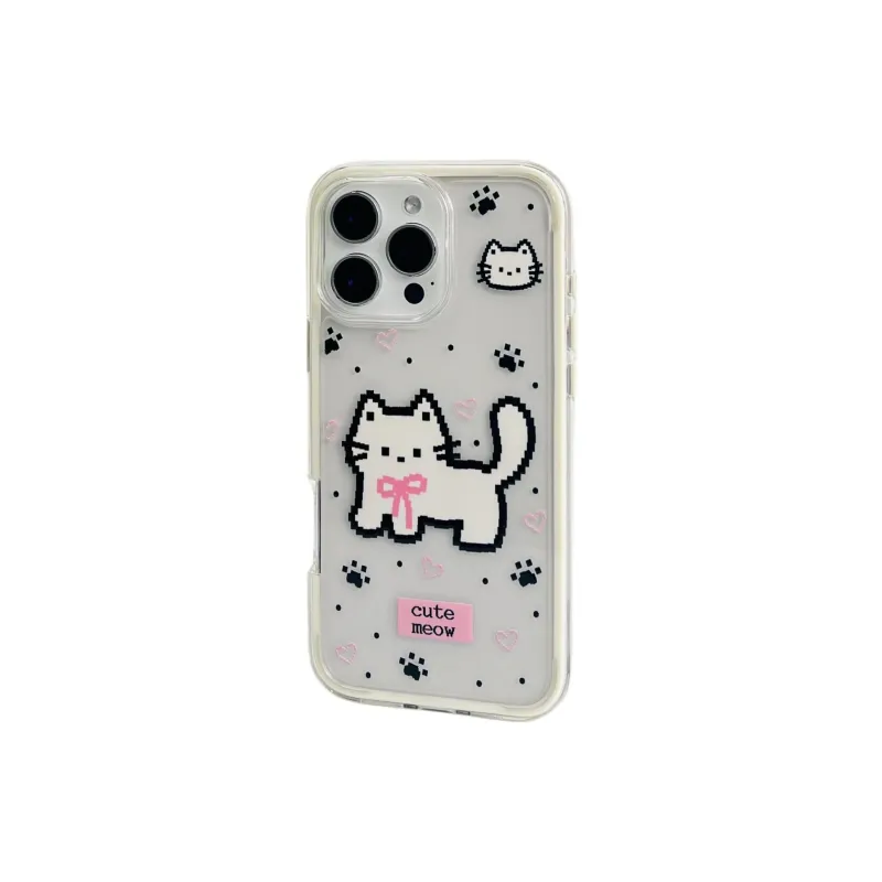 Sopi Acrylic Material Pixel Cats Phone Cases Compatible With IPhone 16/15 Pro Max/Apple 13/14 Pro/Max-2