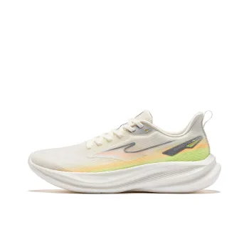 Erke Cushioning Breathable Lightweight Low Top Training Running Shoes Men's Microcrystal White Fluorescent Sprig Green