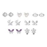 999 Sterling Silver Stud Earring-Seven-Piece Set A