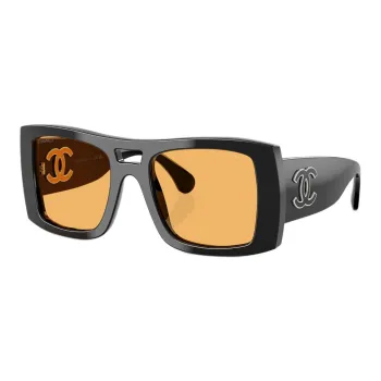 CHANEL Acetate Aviator Sunglasses Women's Black