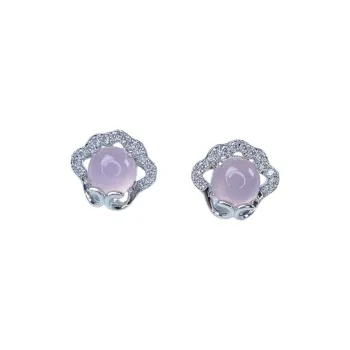 JUNWEN Chalcedony Stud Earrings Women's