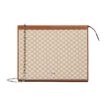 MaxMara Cotton Shoulder Bag Medium Size Women's Hazelnut Brown