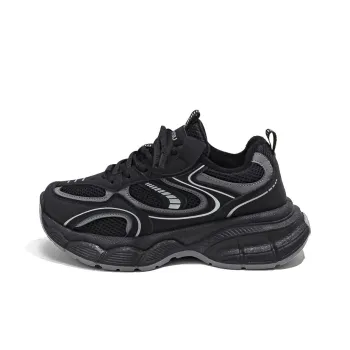 HUANQIU Durable Breathable Lightweight Low-Top Chunky Sneakers Women's Black
