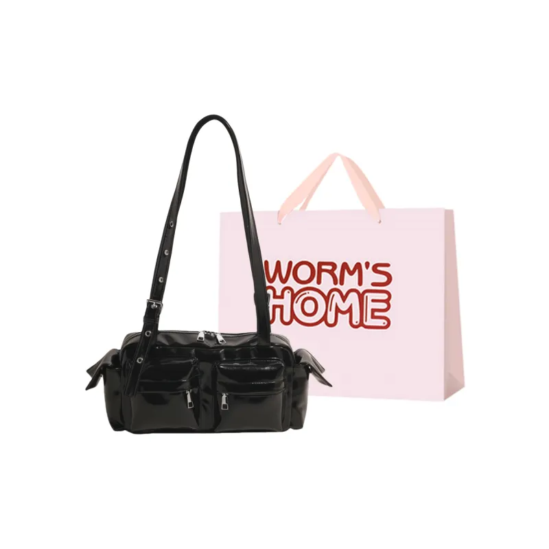 Worm's Home PU Shoulder Bag Regular Women's White/Black/Red/Yellow/Pink/Coffee/Brown-2