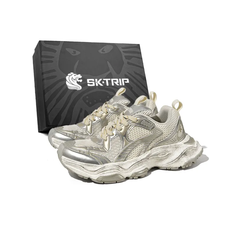 SK.TRIP Cushioned Wear-Resistant Supportive Lightweight Height Increasing Low-Top Running Shoes Unisex Titanium Gray-18