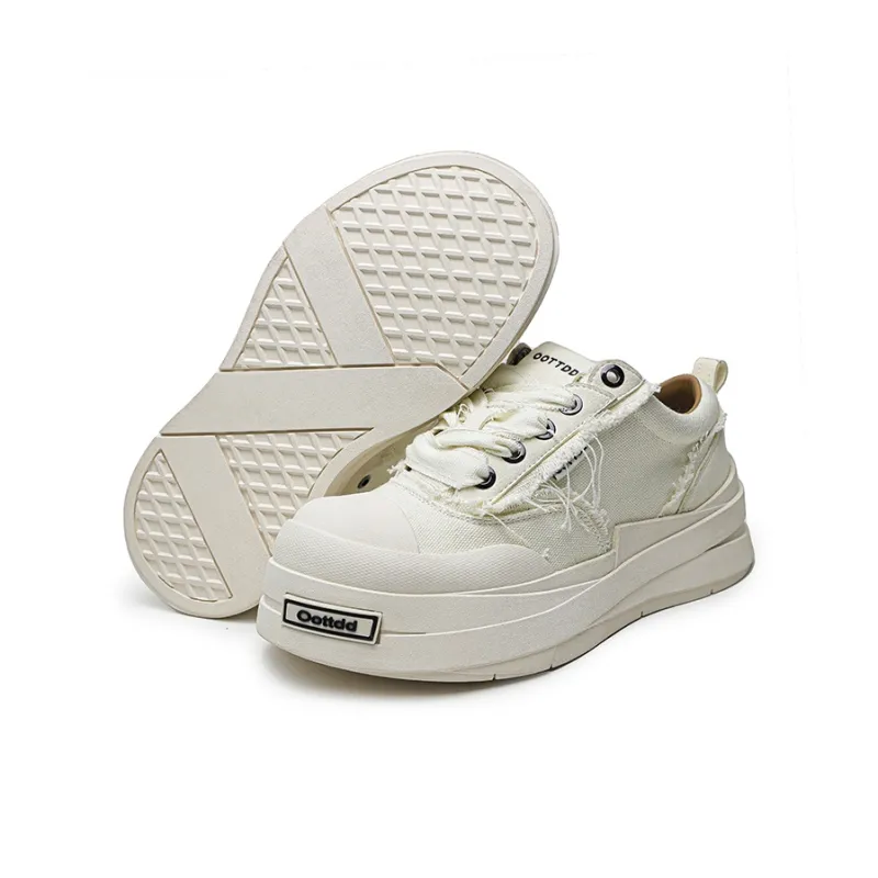 ESTEE GEEA Coverage Anti-Slip And Wear-Resistant Lightweight Height Increasing Low-Top Skateboard Shoes Unisex White-4