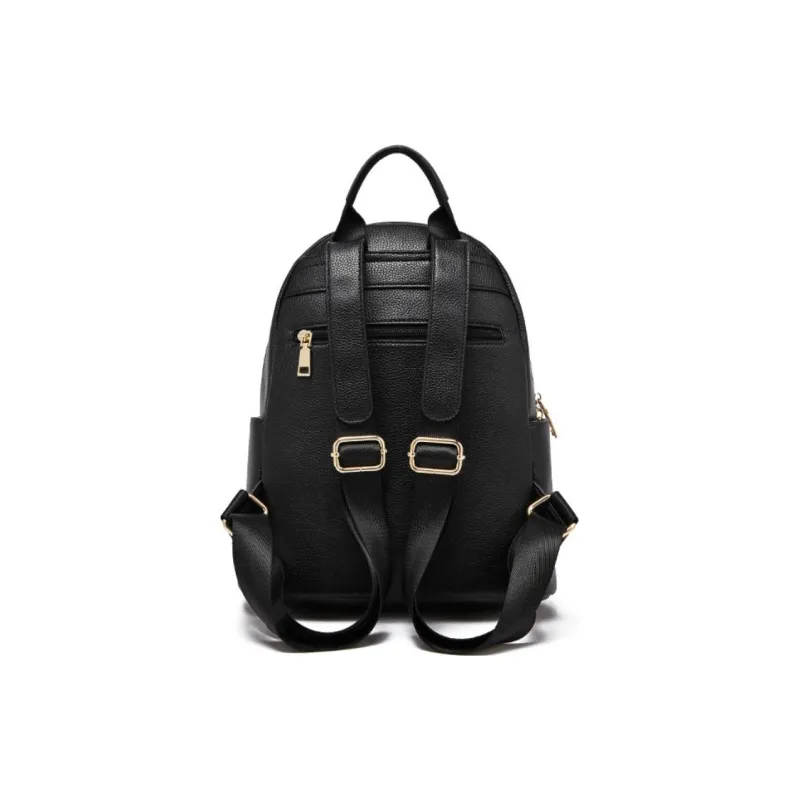 Old Man's Head Cow Leather Backpack Regular Women's Black-3