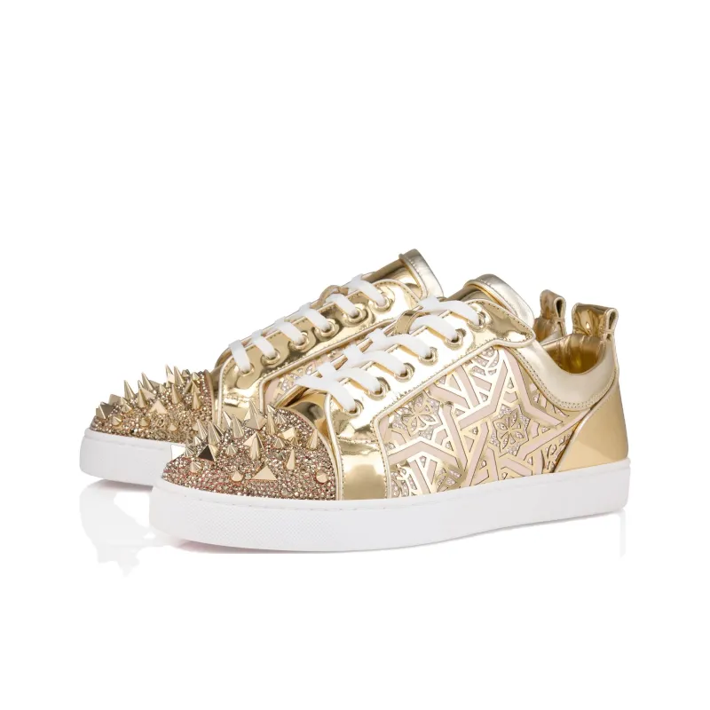 CL LUBOTING Lou Pik Pik Strass Low-Top Skateboard Shoes Men's Gold-1