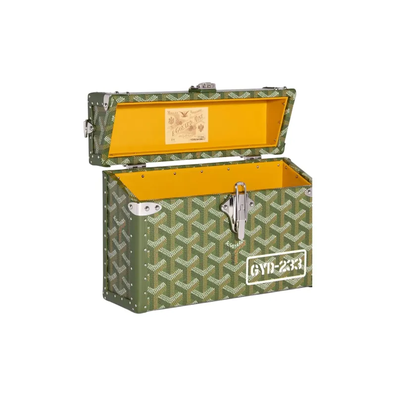 GOYARD Cassette Canvas With Calfskin Hard Case Bag Portable Crossbody Bag Shoulder Bag Regular Women's Khaki-3