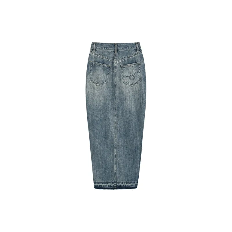 AHDO Denim Long Skirts Women's Blue-1
