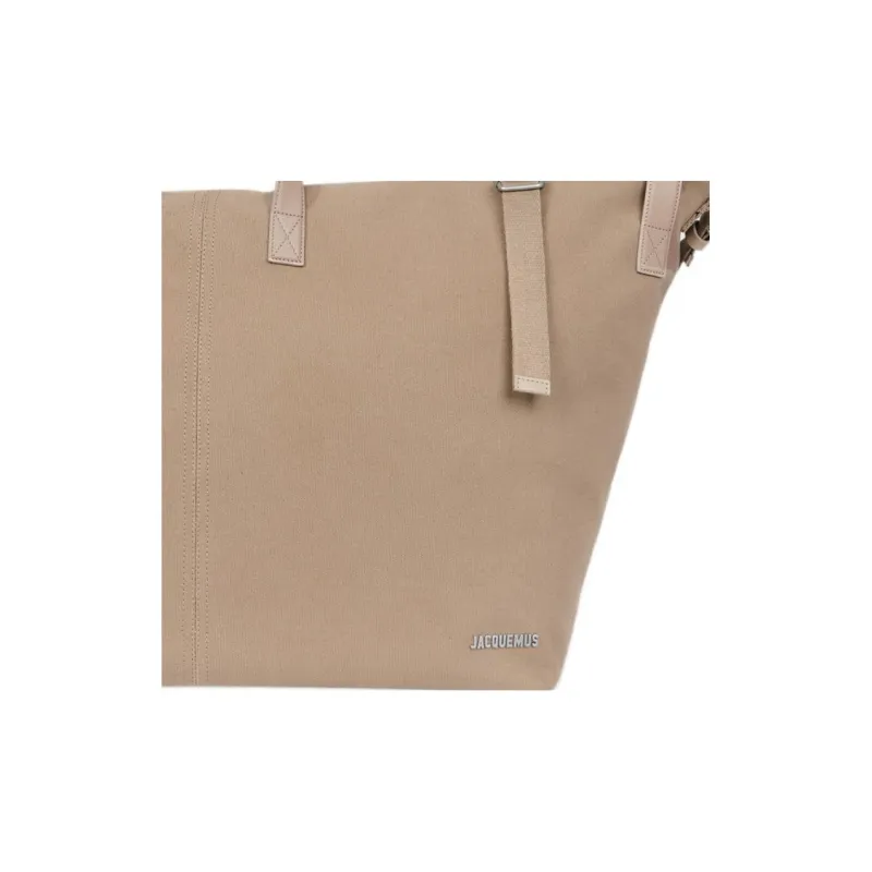 Jacquemus Cotton Canvas Tote Bag, Shopping Bag, Luggage Bag, Shoulder Bag, Crossbody Bag, Handbag Women's Dark Beige-4