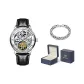 Black Leather Raw White[Comes with : Exclusive Box+Steel Bracelet]