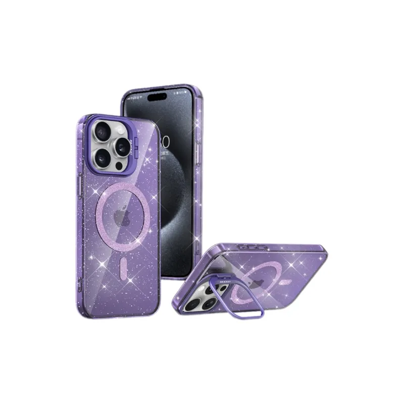 Koman PC Material Luxury Flash Shield Stand Magnetic Phone Cases Compatible With Apple IPhone 12/13/14/15/16/Pro/Mac-8