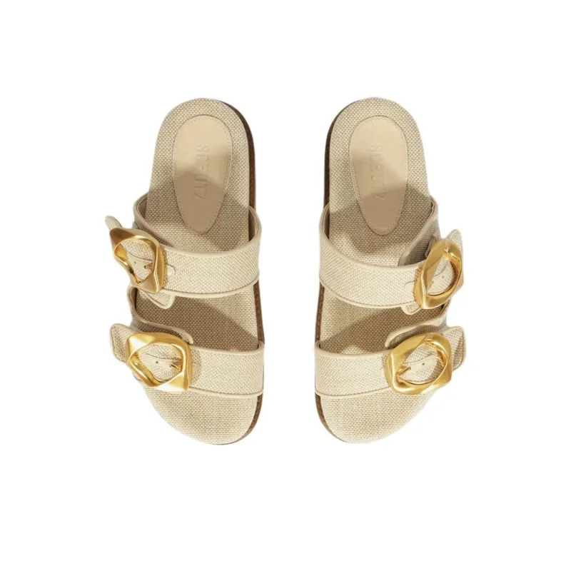 Schutz Slip Resistant Slide Slippers Women's Beige-3