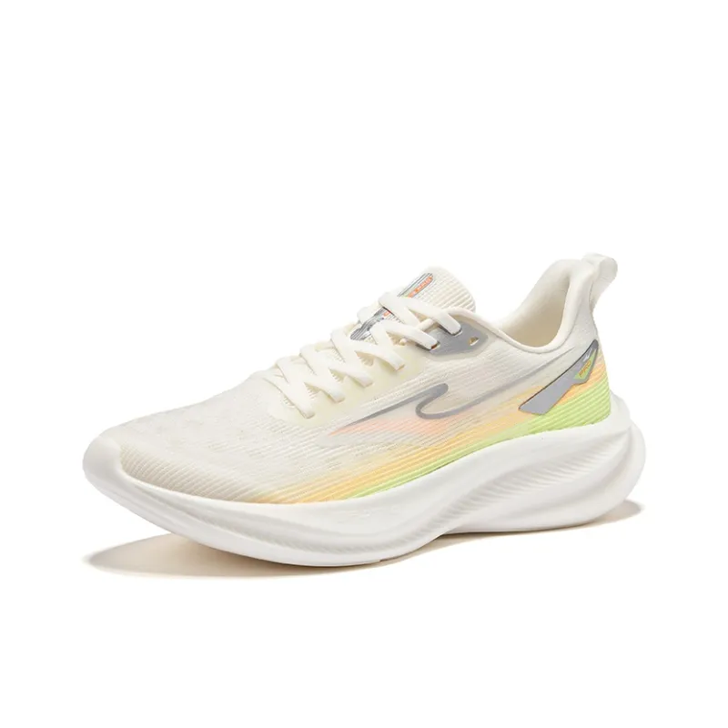 Erke Cushioning Breathable Lightweight Low-Top Training Running Shoes Men's Microcrystal White Fluorescent Sprig Green-2