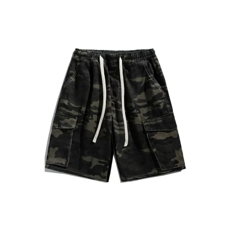 RENBEN Denim Shorts Unisex Camouflage Gray-8