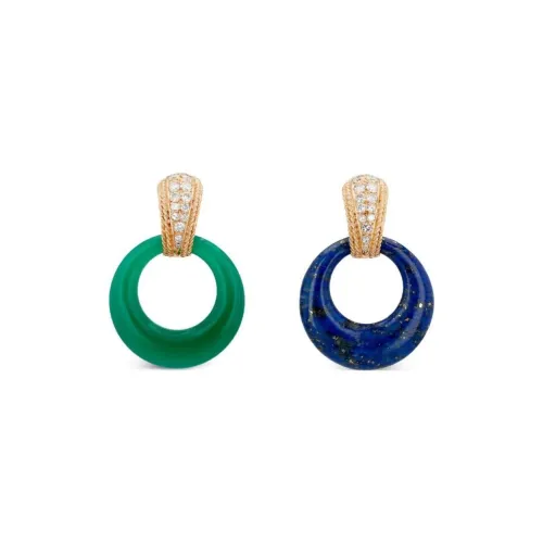 Van Cleef & Arpels 1970 Pre owned 18kt Yellow Gold Chrysoprase And Diamond Earrings