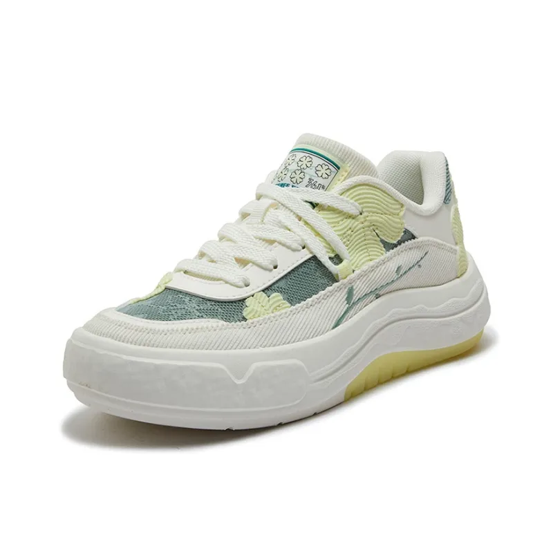 361° Garden Anti Slip And Wear Resistant Breathable Low Top Skateboard Shoes Women's White Yellow-1