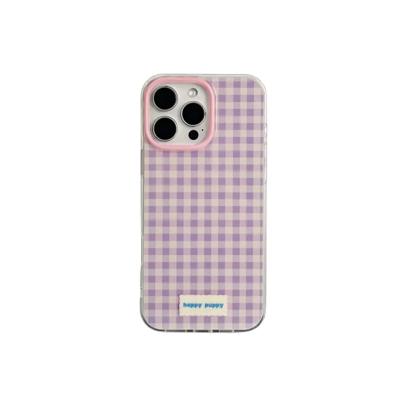 Sopi Acrylic Material Purple Plaid Bracelet Phone Cases Compatible With IPhone 16/15 Pro Max/Apple 13/14 Pro/Max-3