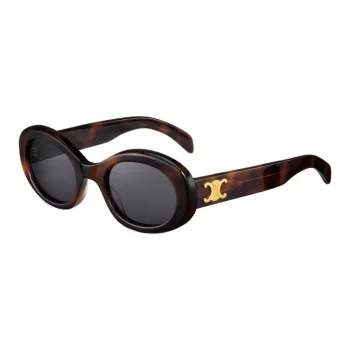 CELINE Acetate Oval Sunglasses Women's Tortoiseshell