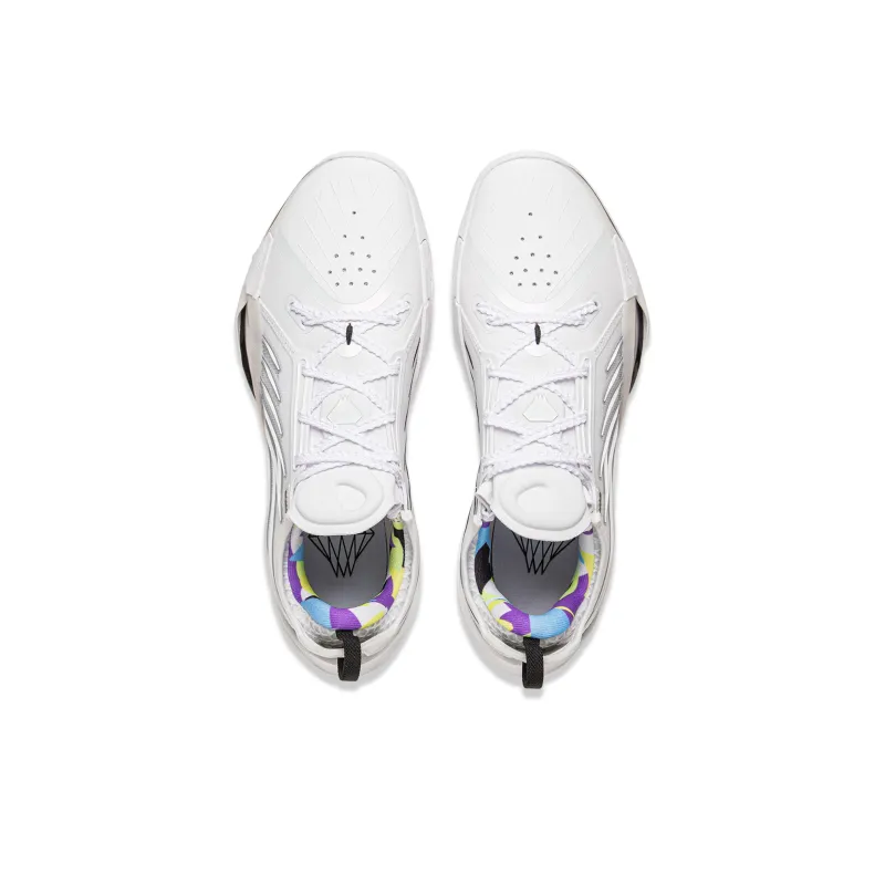 LiNing Cushioned Slip Resistant Abrasion Resistant Low Top Basketball Shoes Men's Standard White-3