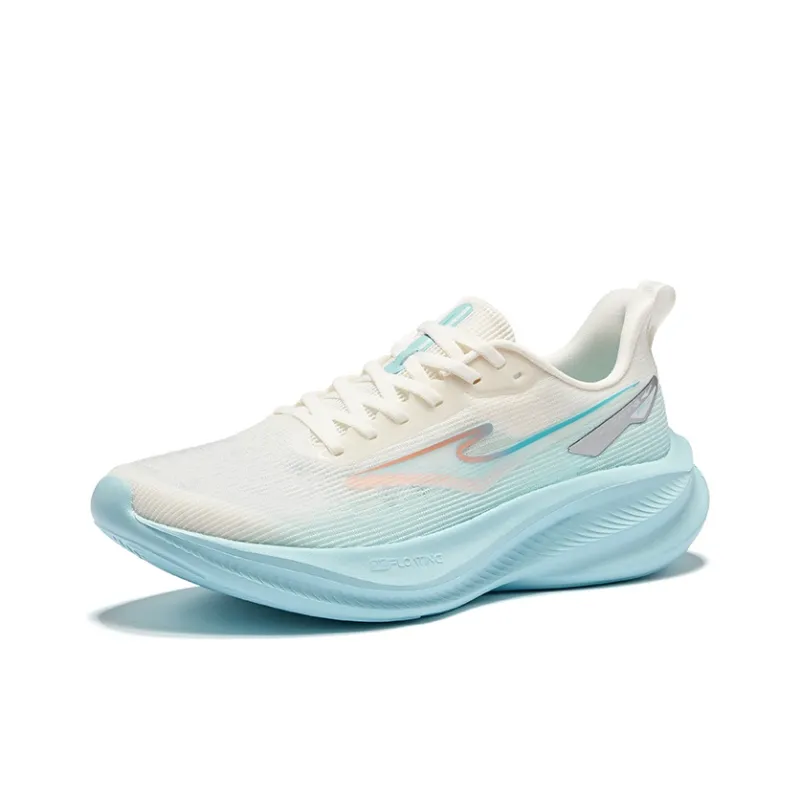 Erke Breathable Lightweight Rebound Low-Top Training Running Shoes Men's Microcrystal White Lake Blue-2
