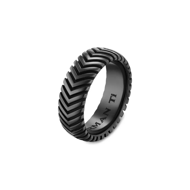 David Yurman Titanium Rings Men's Black-2