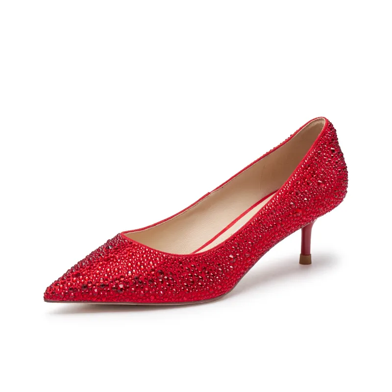 Staccato Slim Heel High Heels 7.5cm Women's Festive Red-1